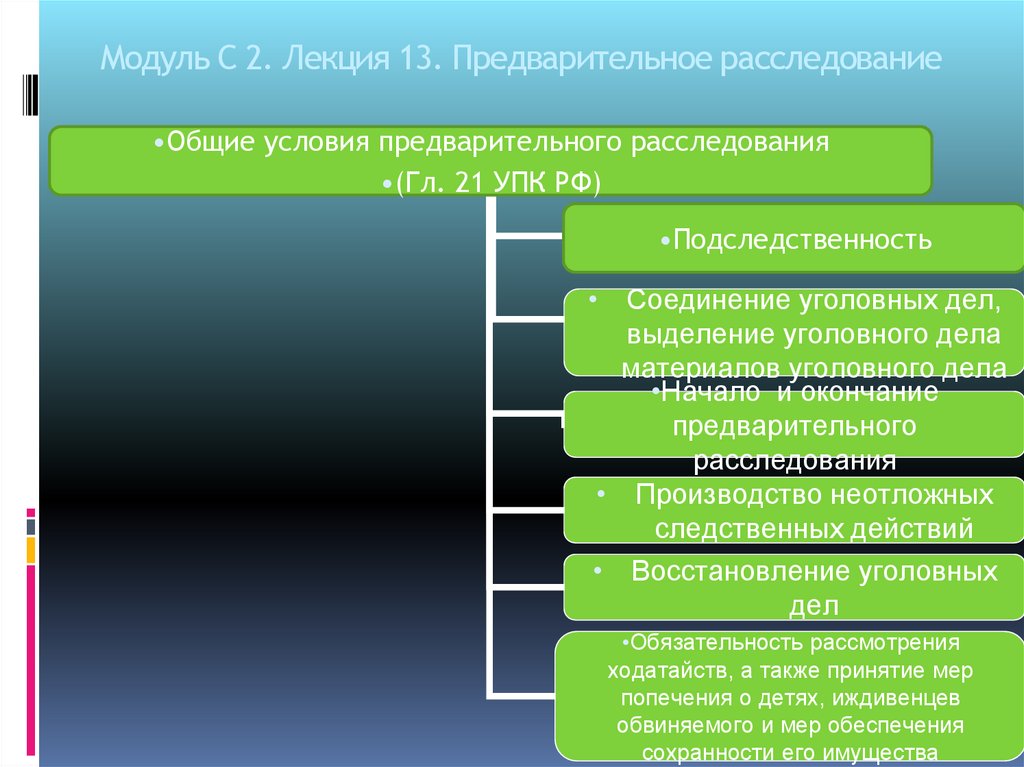 Модуль С 2. Лекция 13. Предварительное расследование