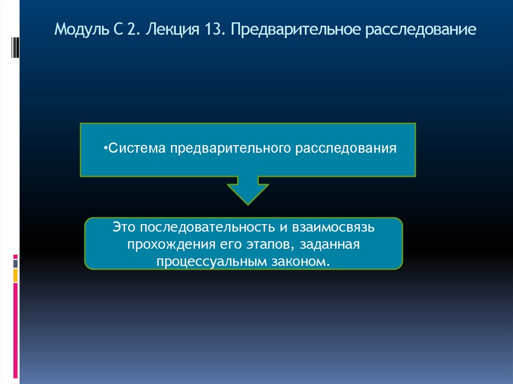Модуль С 2. Лекция 13. Предварительное расследование