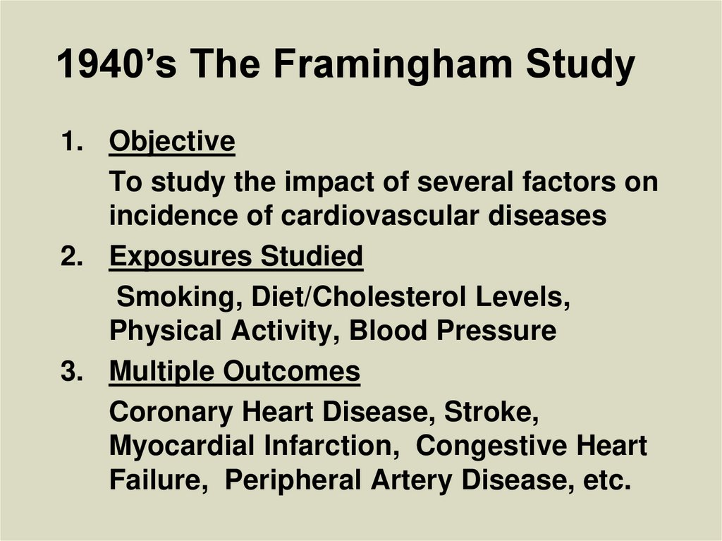 1940’s The Framingham Study