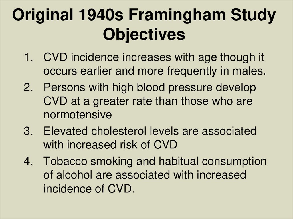 Original 1940s Framingham Study Objectives