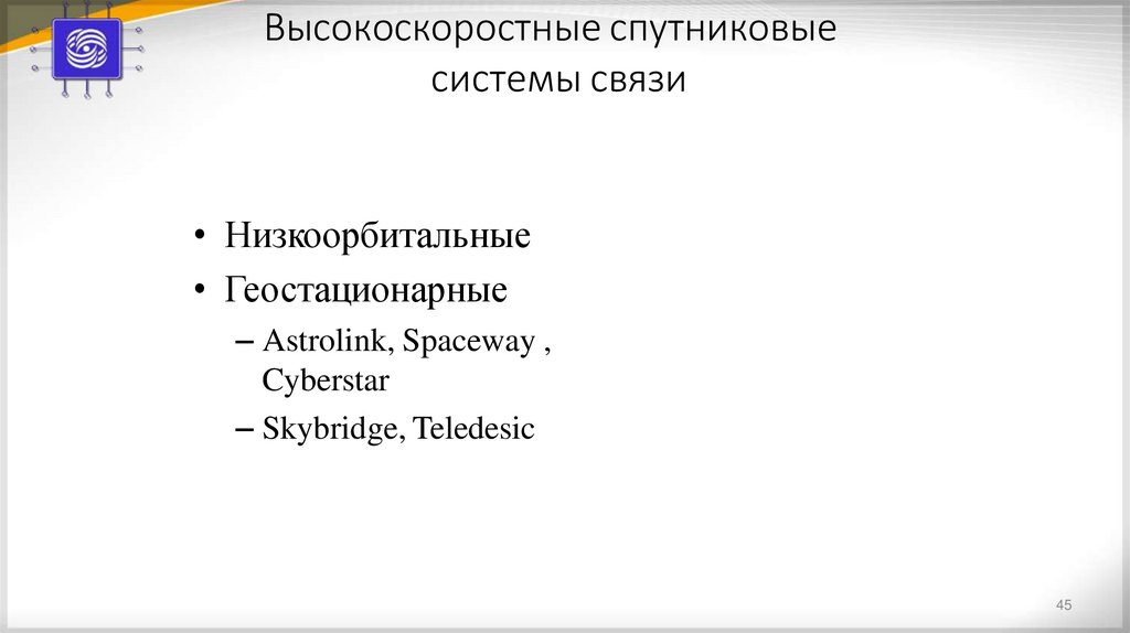 Высокоскоростные спутниковые системы связи