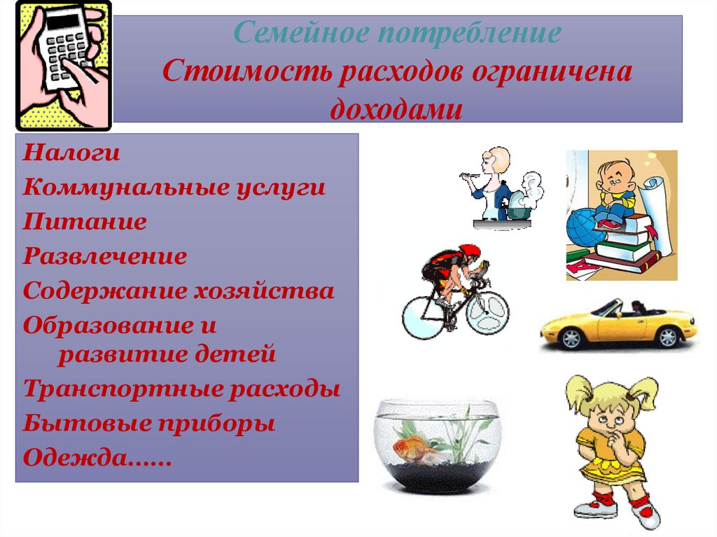 Семейное потребление Стоимость расходов ограничена доходами