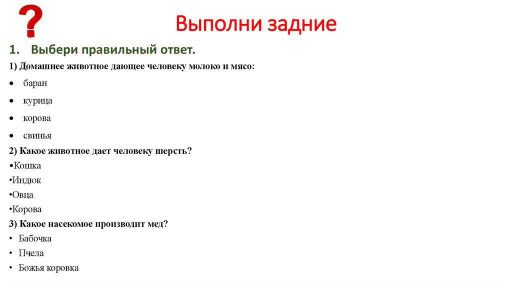 Выполни задние