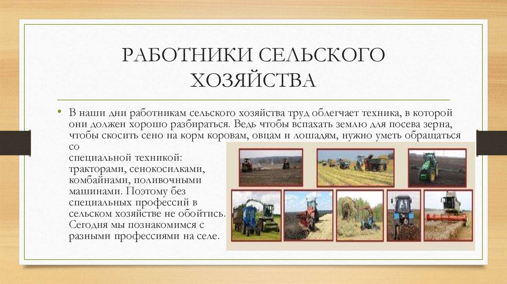 РАБОТНИКИ СЕЛЬСКОГО ХОЗЯЙСТВА