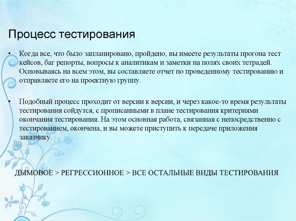 Процесс тестирования