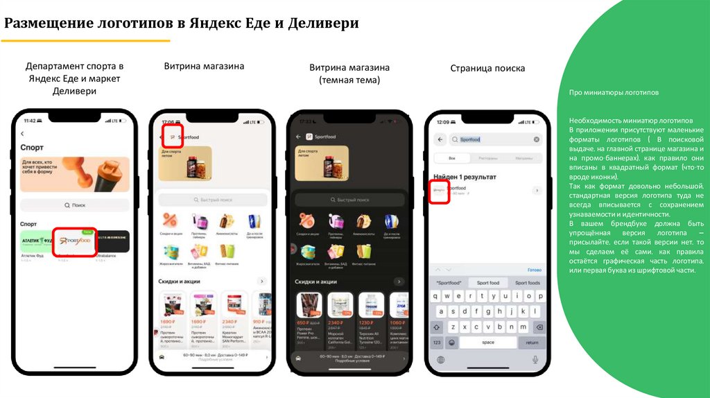Размещение логотипов в Яндекс Еде и Деливери