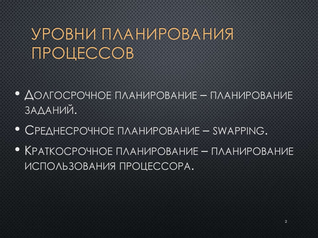 Уровни планирования процессов