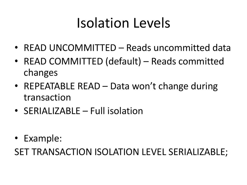 Isolation Levels