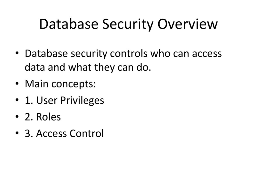 Database Security Overview