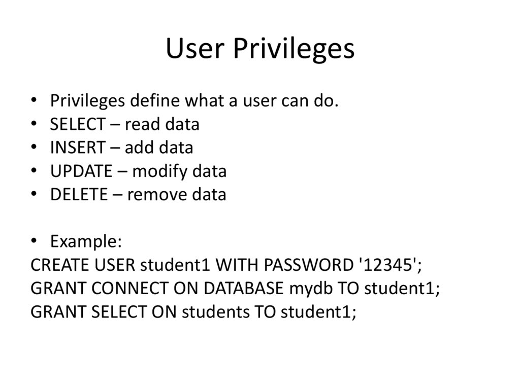 User Privileges