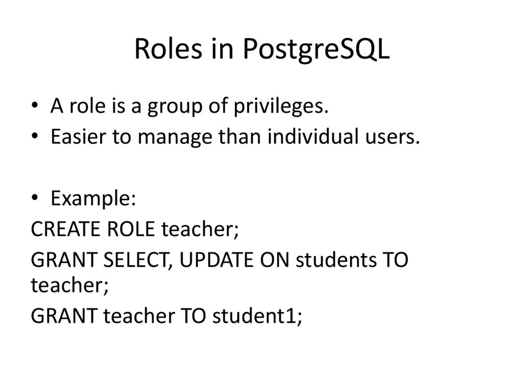 Roles in PostgreSQL