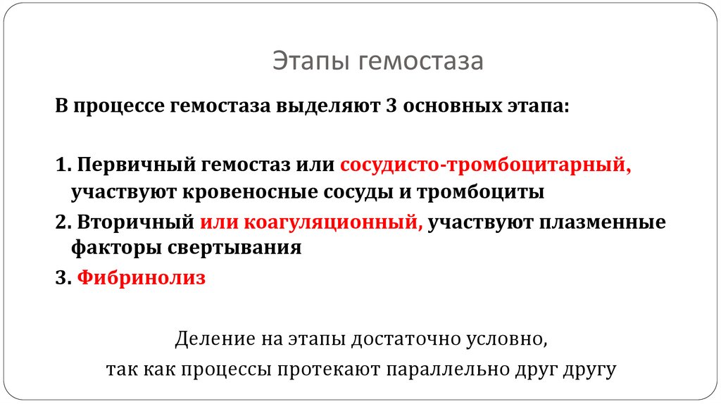 Этапы гемостаза