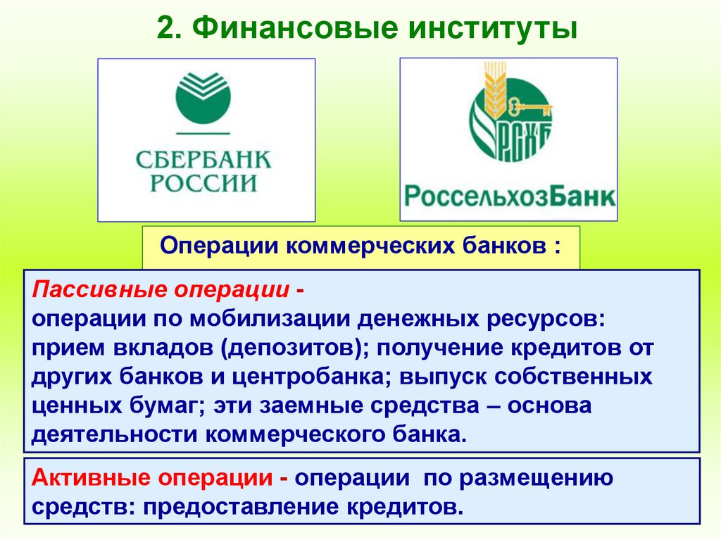 2. Финансовые институты