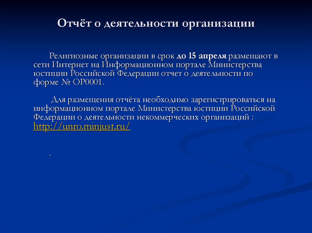 Отчёт о деятельности организации