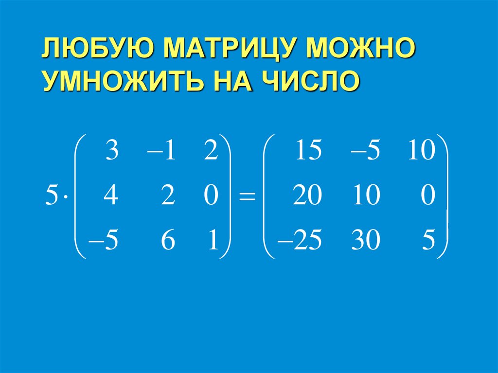 ЛЮБУЮ МАТРИЦУ МОЖНО УМНОЖИТЬ НА ЧИСЛО
