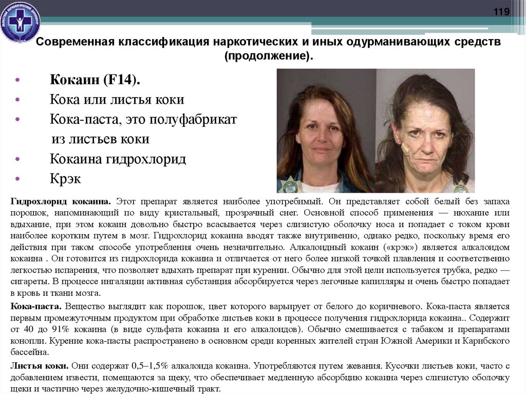 Современная классификация наркотических и иных одурманивающих средств (продолжение).