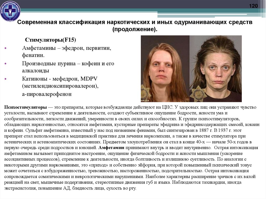 Современная классификация наркотических и иных одурманивающих средств (продолжение).