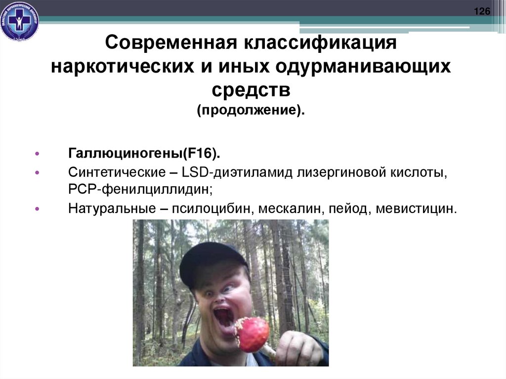 Современная классификация наркотических и иных одурманивающих средств (продолжение).