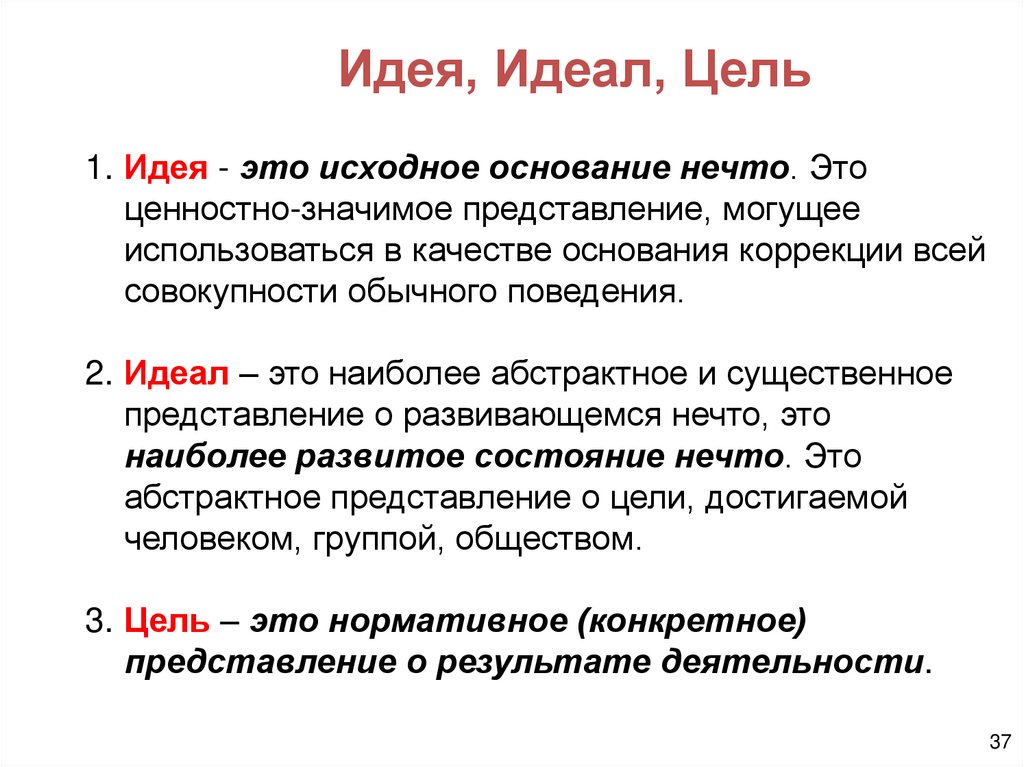 Идея, Идеал, Цель