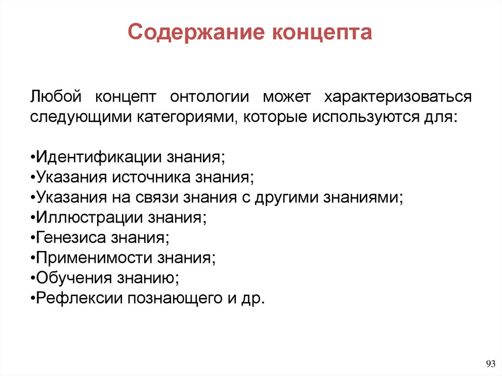 Содержание концепта