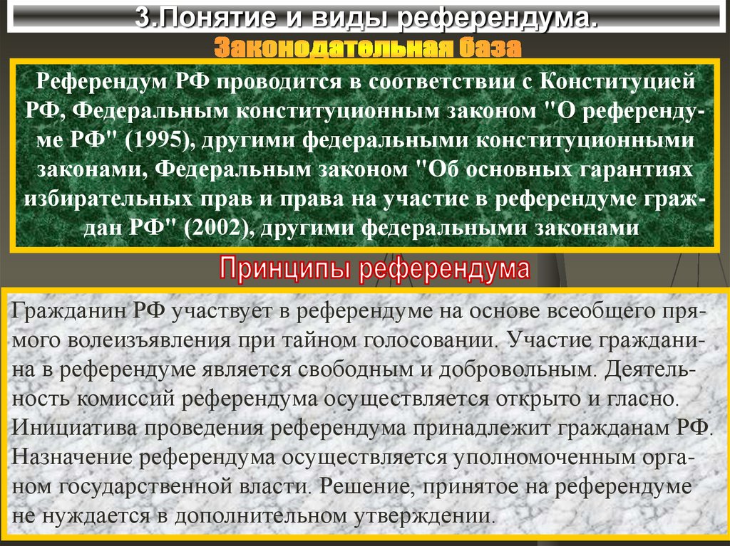 3.Понятие и виды референдума.
