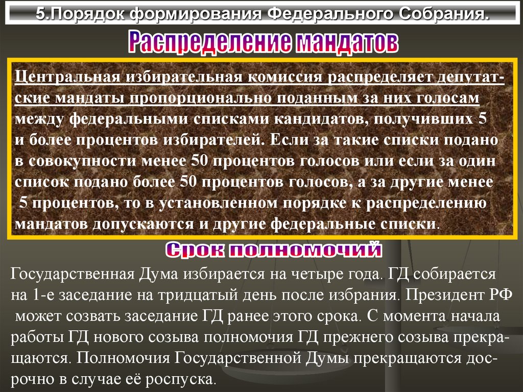 5.Порядок формирования Федерального Собрания.