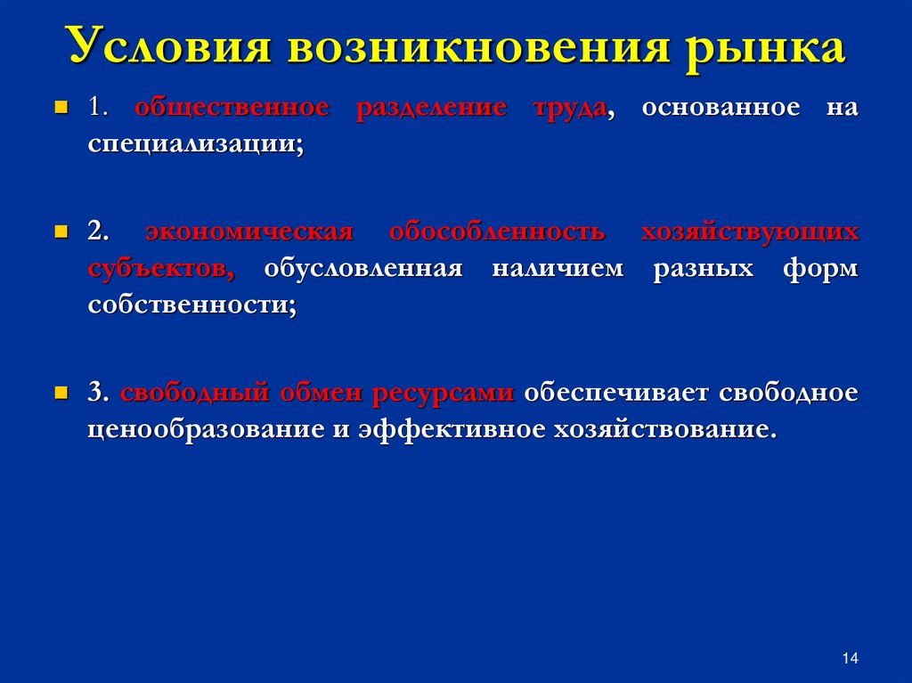 Условия возникновения рынка