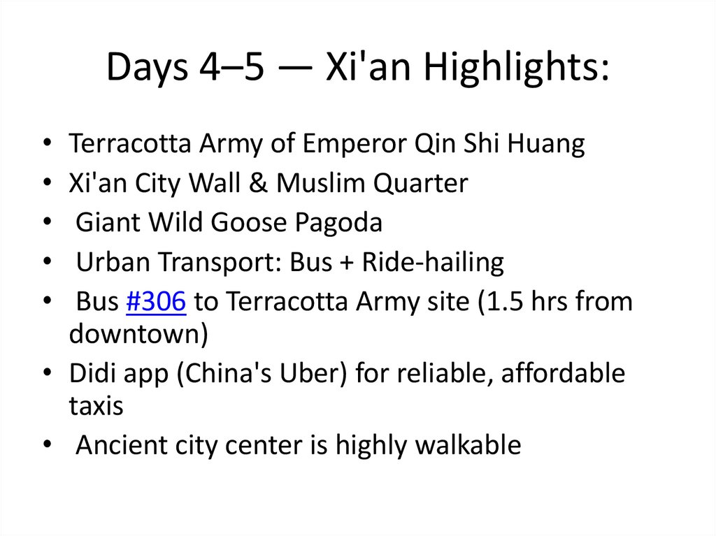 Days 4–5 — Xi'an Highlights: