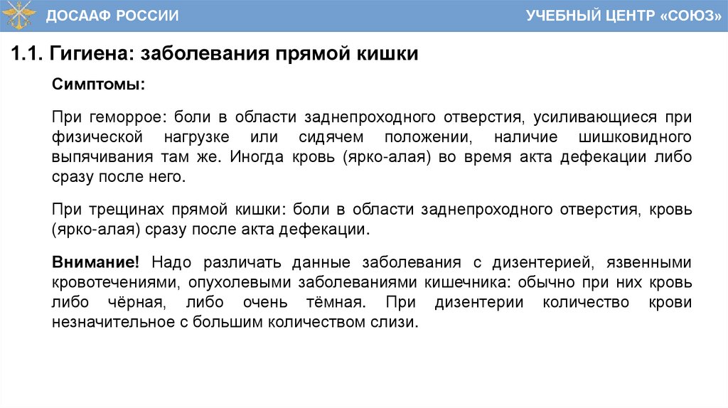 1.1. Гигиена: заболевания прямой кишки