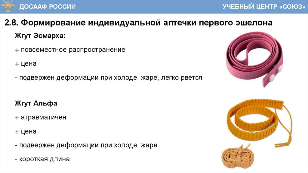 2.8. Формирование индивидуальной аптечки первого эшелона