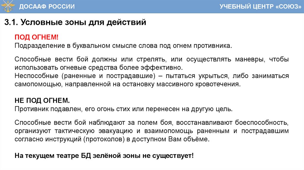 3.1. Условные зоны для действий