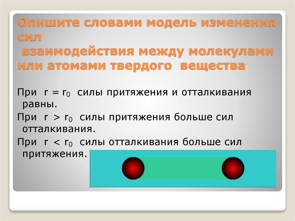 Опишите словами модель изменения сил взаимодействия между молекулами или атомами твердого вещества