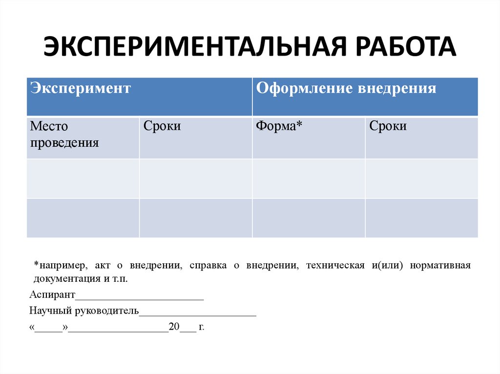 ЭКСПЕРИМЕНТАЛЬНАЯ РАБОТА