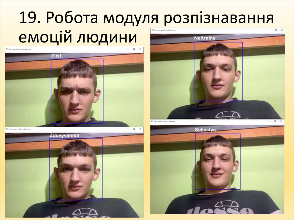 19. Робота модуля розпізнавання емоцій людини