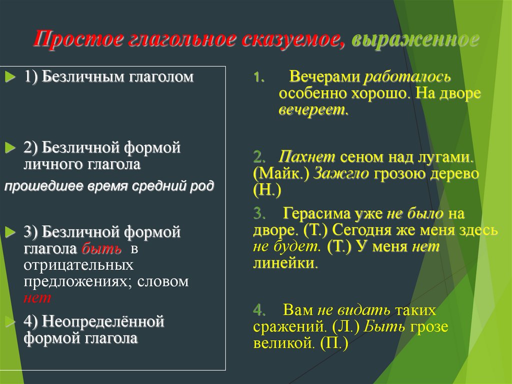 Простое глагольное сказуемое, выраженное