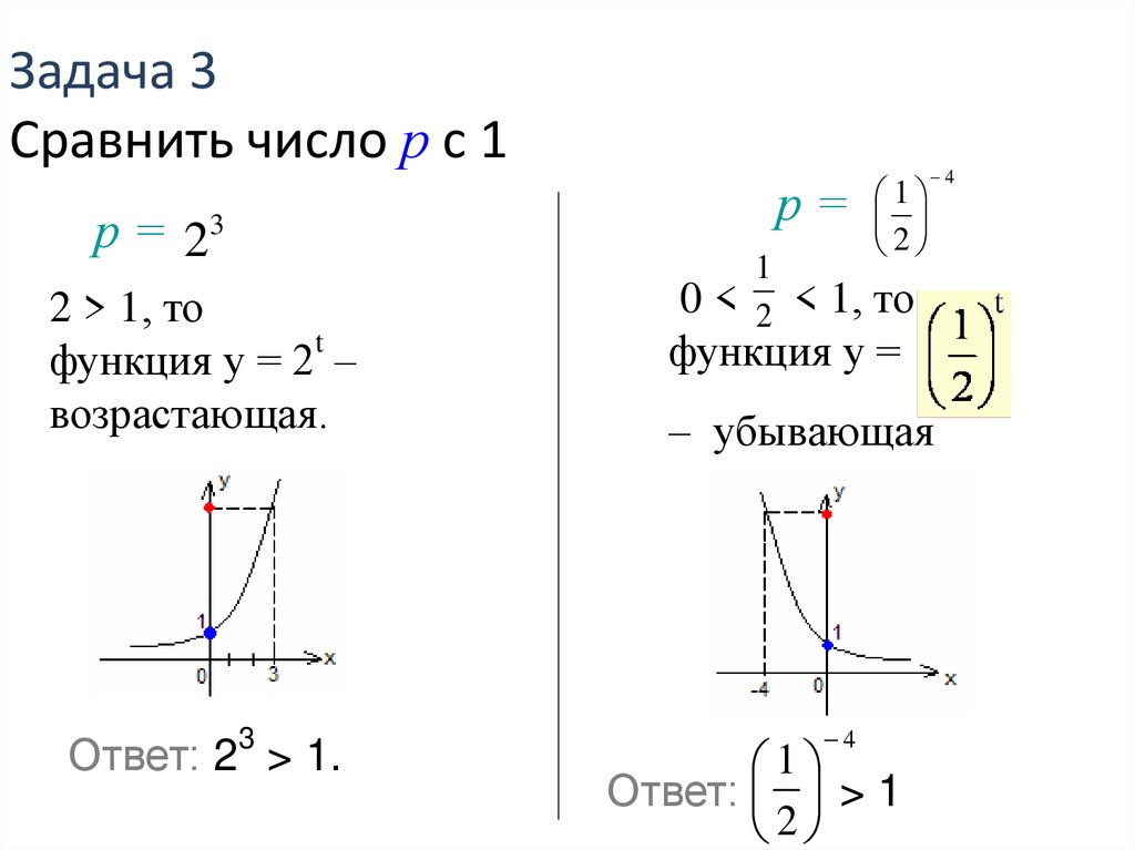 Задача 3 Cравнить число р с 1