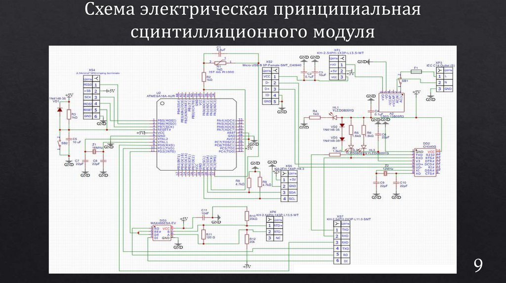 Схема электрическая принципиальная сцинтилляционного модуля
