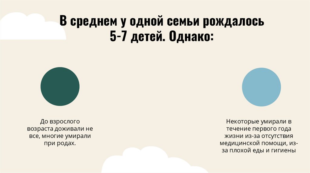 В среднем у одной семьи рождалось 5-7 детей. Однако: