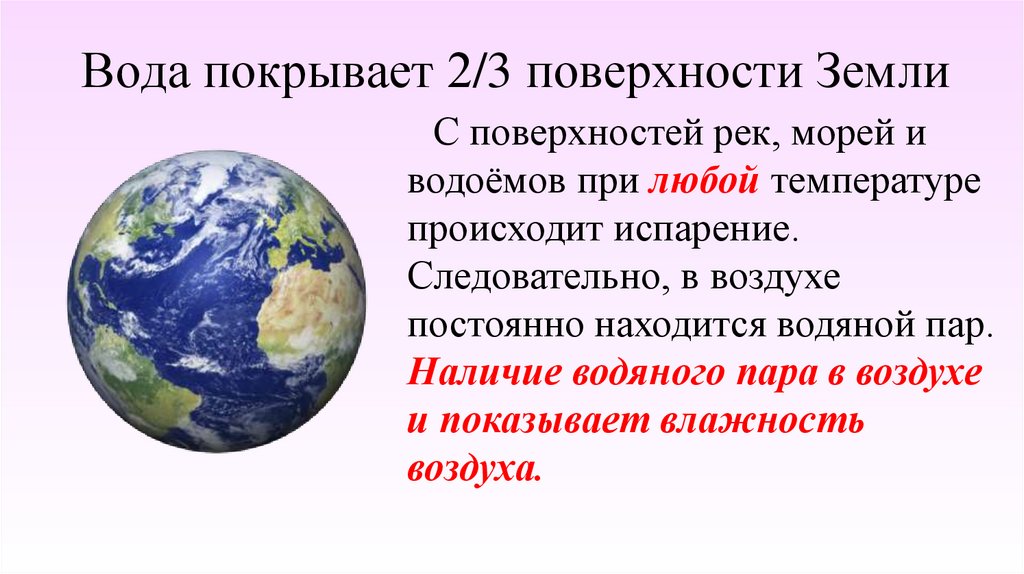 Вода покрывает 2/3 поверхности Земли