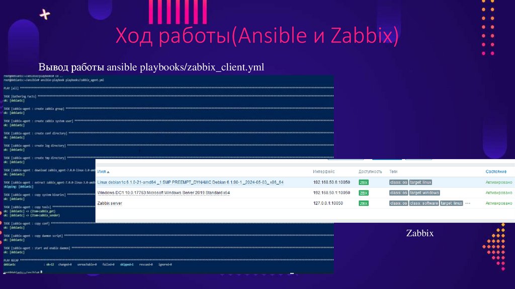 Ход работы(Ansible и Zabbix)