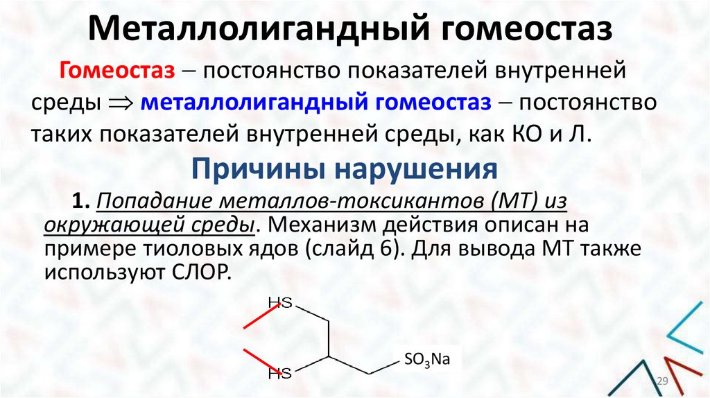 Металлолигандный гомеостаз