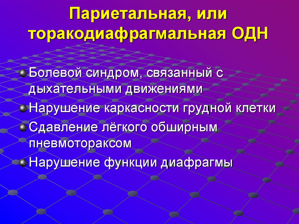 Париетальная, или торакодиафрагмальная ОДН