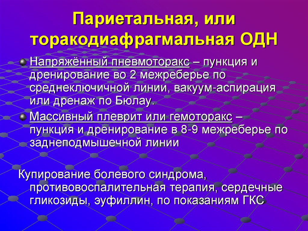 Париетальная, или торакодиафрагмальная ОДН