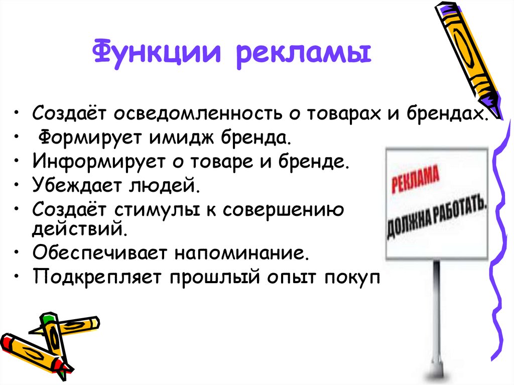 Функции рекламы