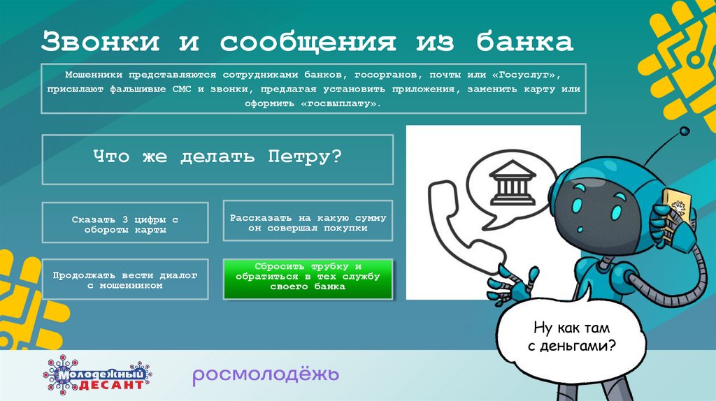 Звонки и сообщения из банка