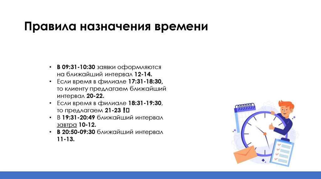 Правила назначения времени