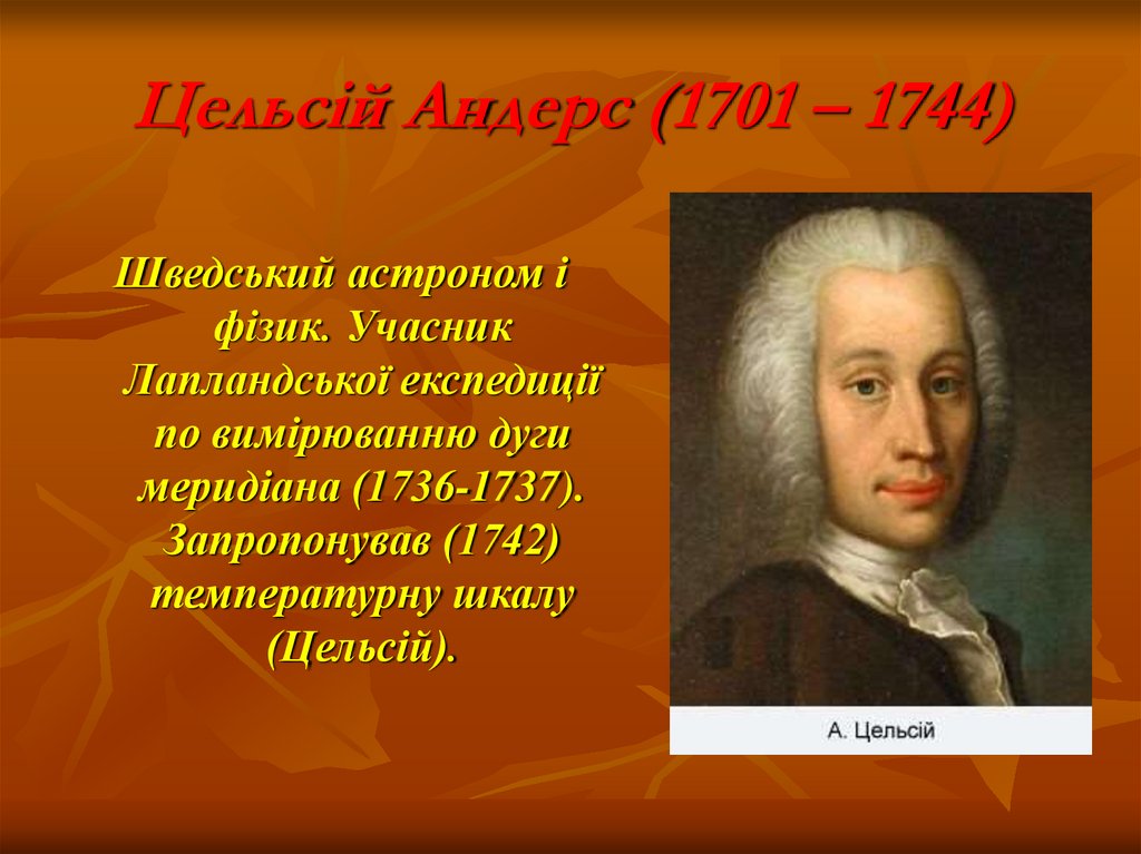Цельсій Андерс (1701 – 1744)