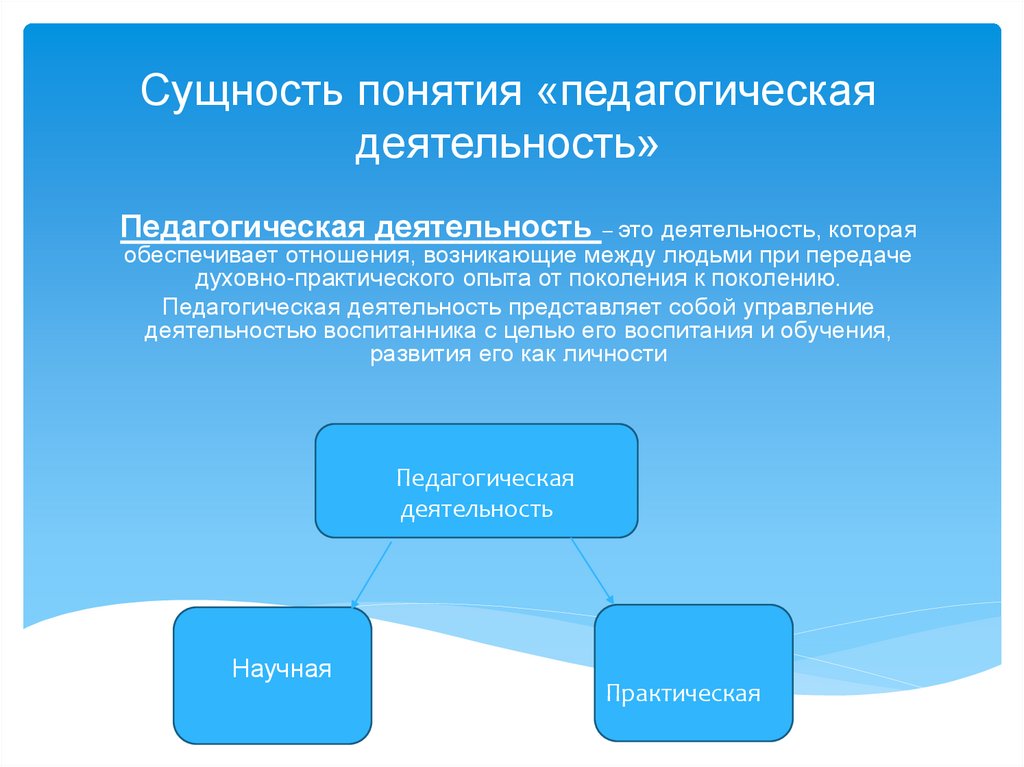 Сущность понятия «педагогическая деятельность»