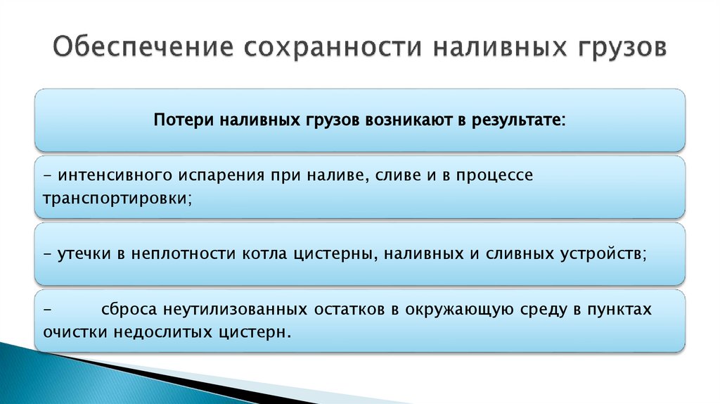 Обеспечение сохранности наливных грузов