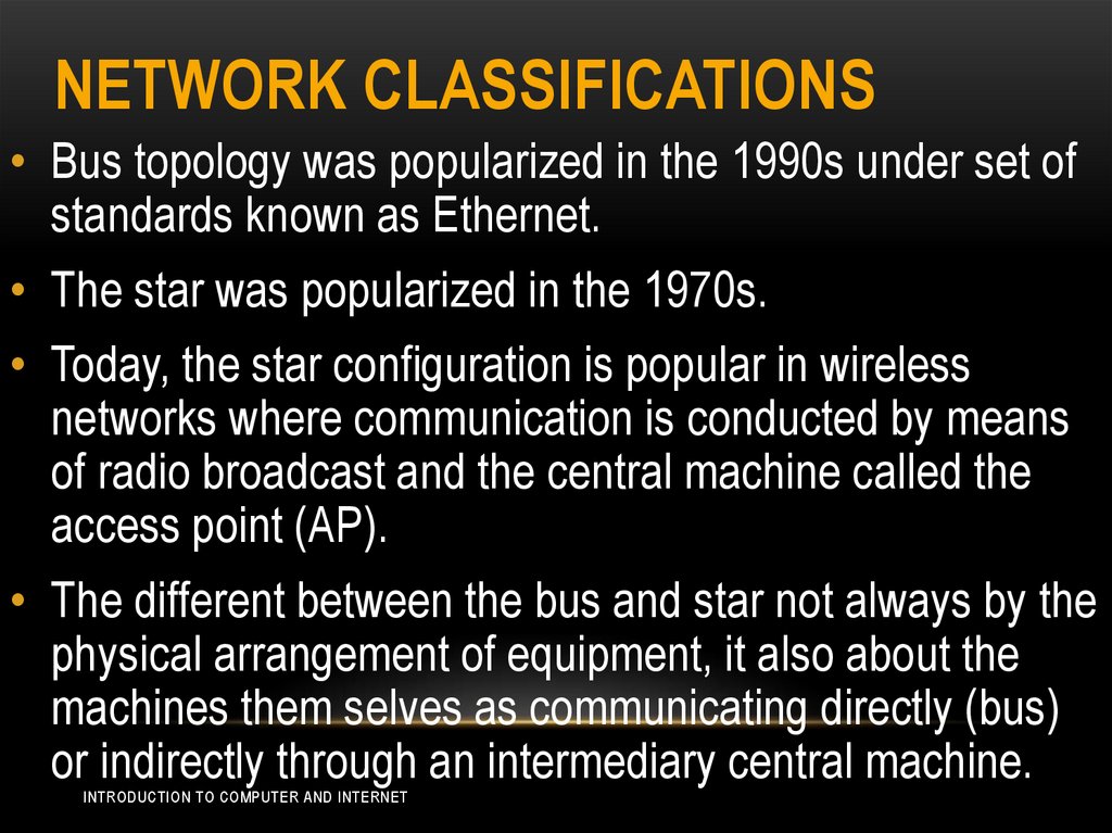 Network Classifications